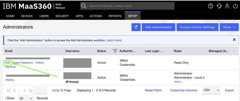 Admin permissions