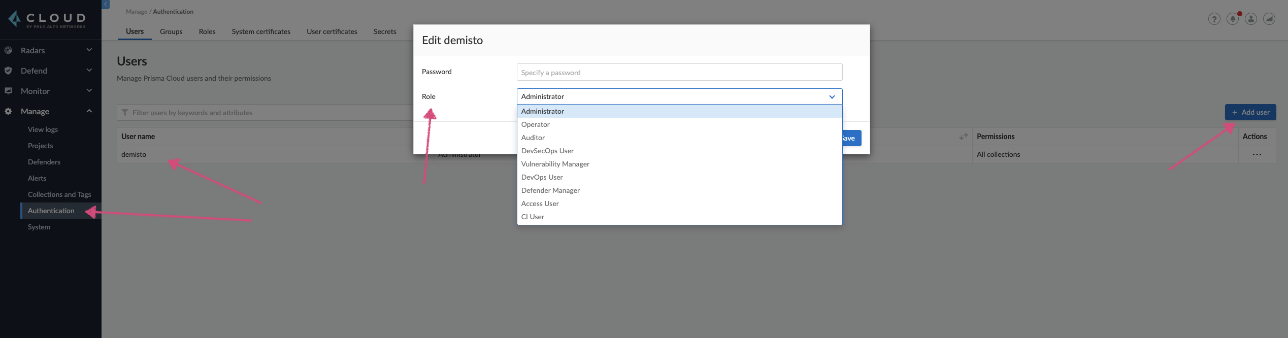 User Roles Configuration