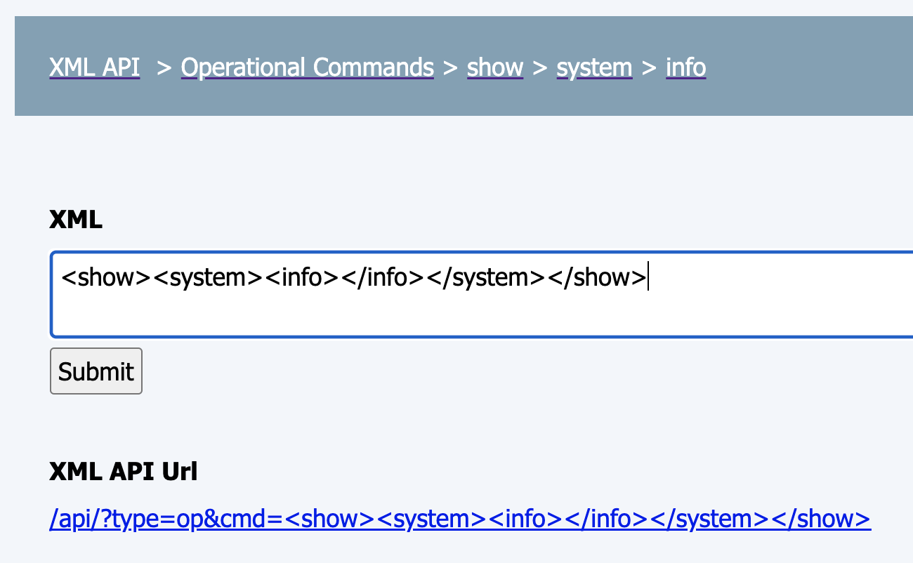Show System Info Operational command